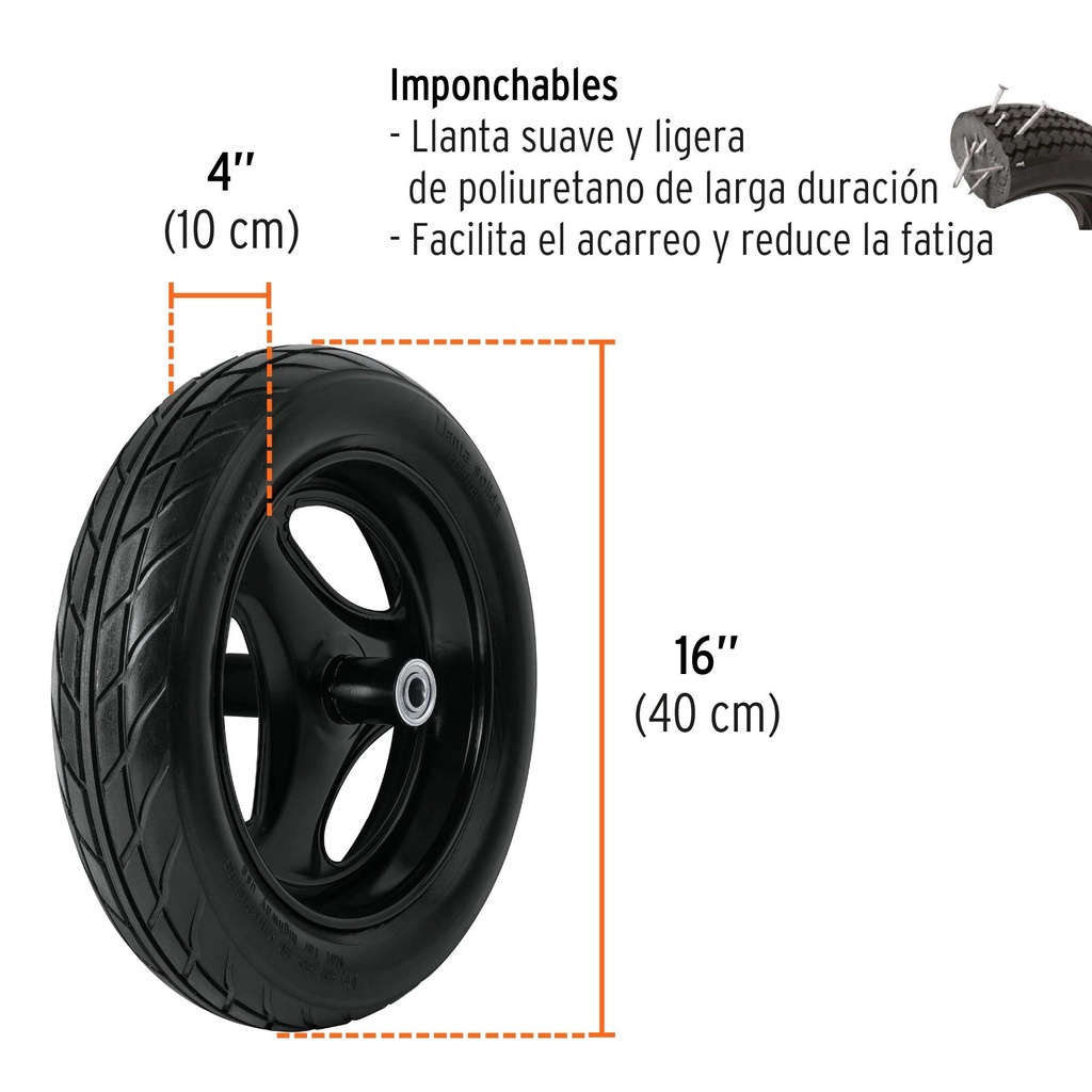 Carretilla 5.5 ft3 Imponchable, bastidores madera, Truper