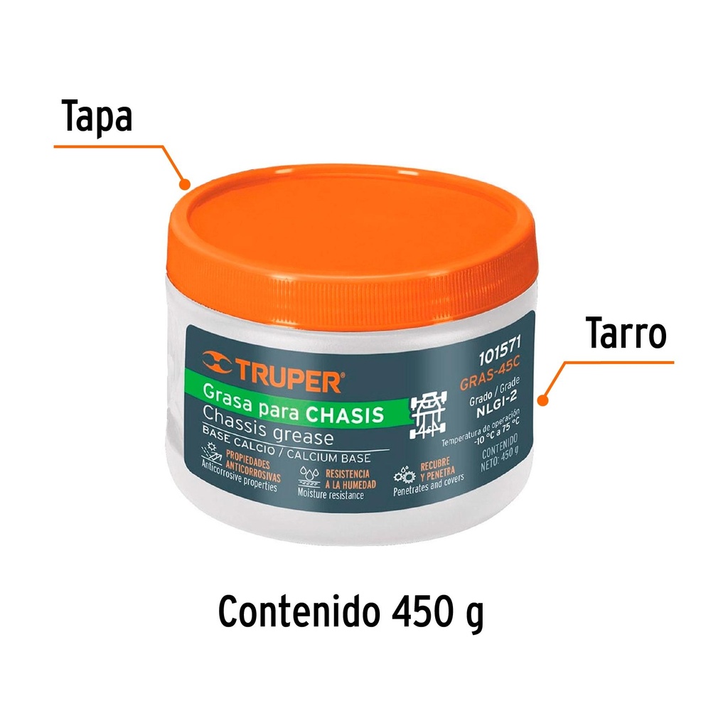 Grasa de calcio para chasis, 450 g, Truper