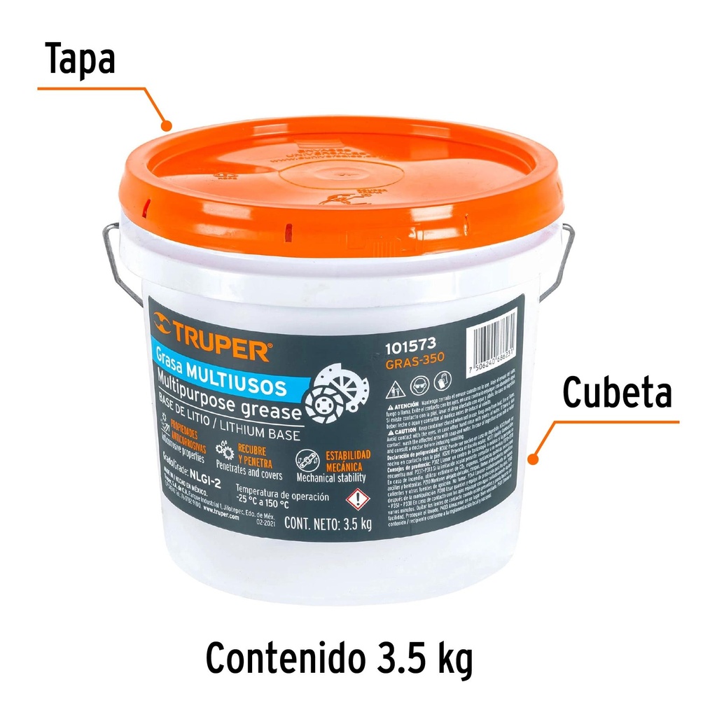 Grasa de litio multiusos 3.5 kg, Truper