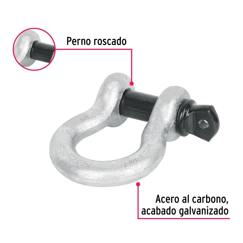 Grillete de acero forjado 1-1/4', Fiero