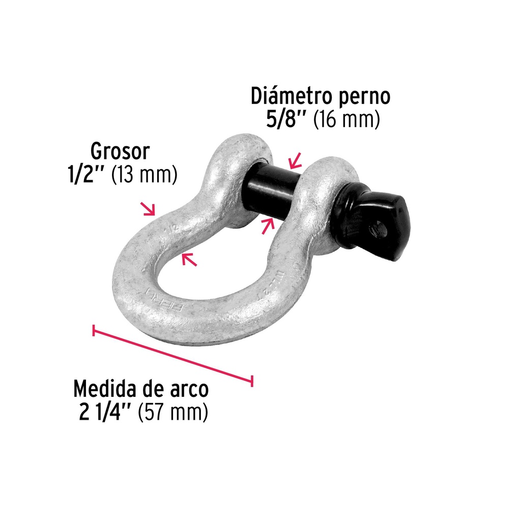 Grillete de acero forjado 1/2', Fiero