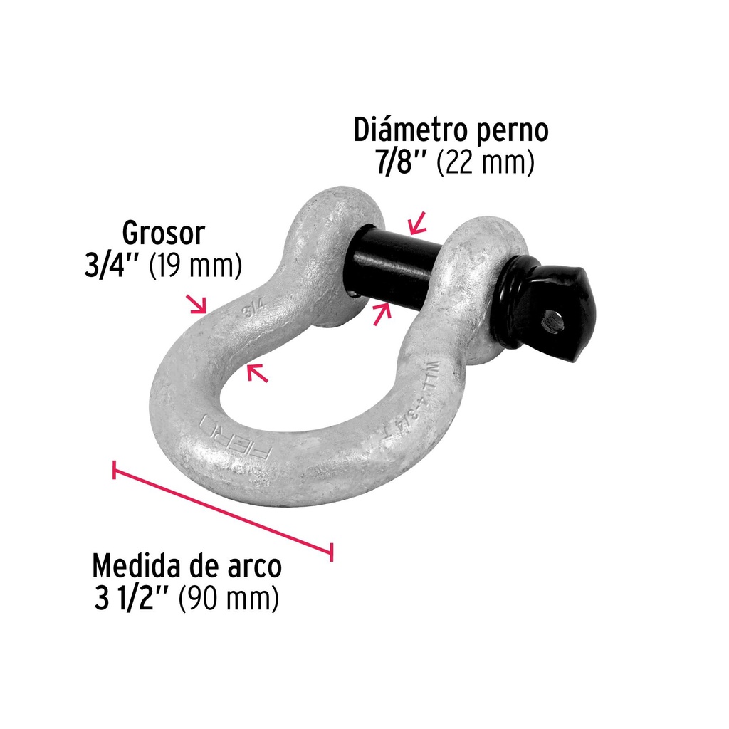 Grillete de acero forjado 3/4', Fiero