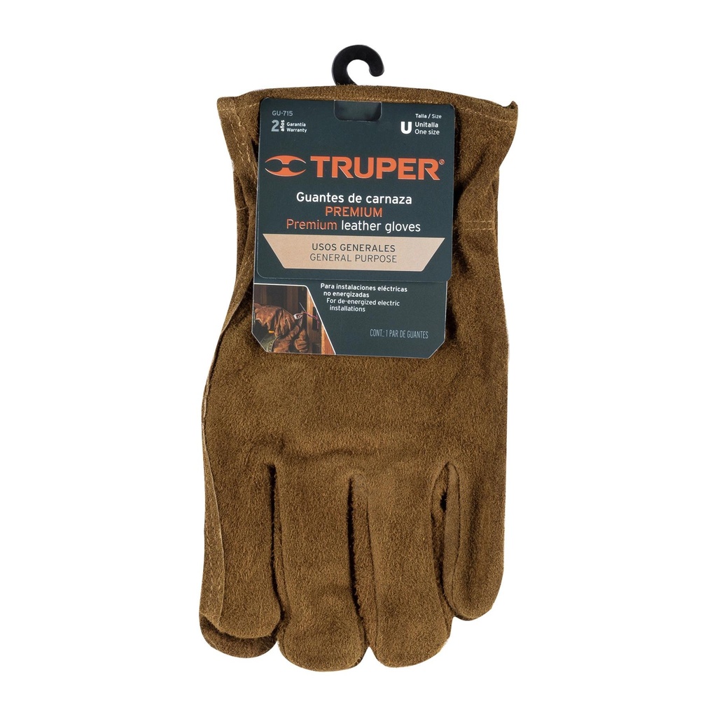 Guantes de carnaza premium para electricista, Truper