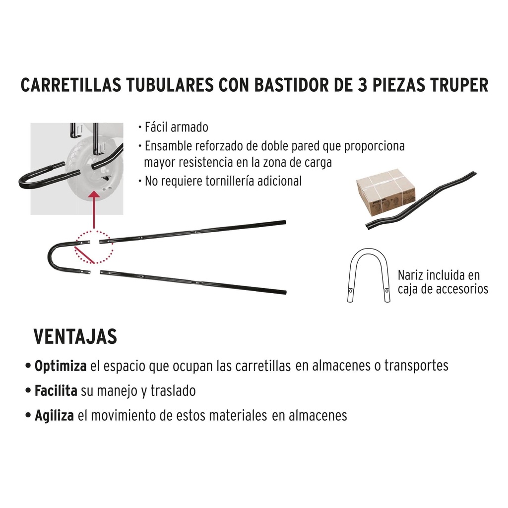 Carretilla 5.5 ft3 Imponchable, bastidor tubular, Truper