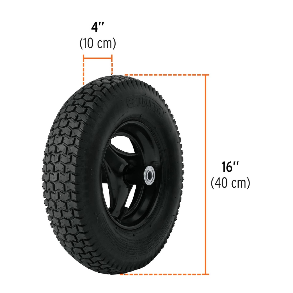 Carretilla 4.75 ft3 Neumática, bastidor tubular, Truper