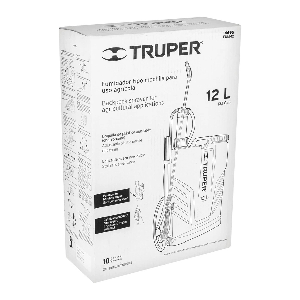 Fumigador de 12 L manual de mochila, Truper