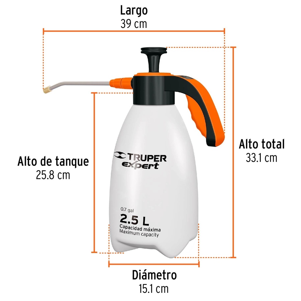 Fumigador doméstico de 2 litros, mango ergonómico, Expert