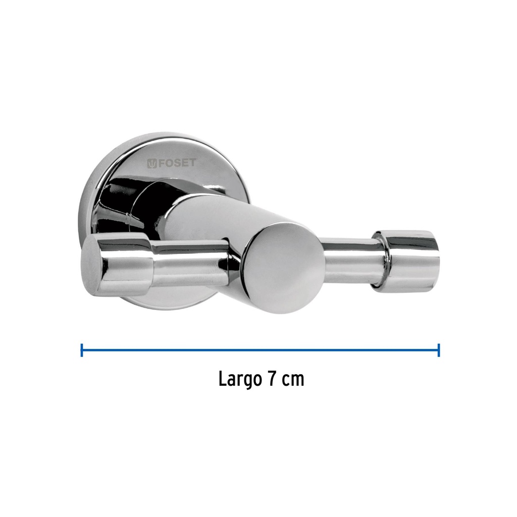 Gancho doble metálico cromo para toallas, Foset Element