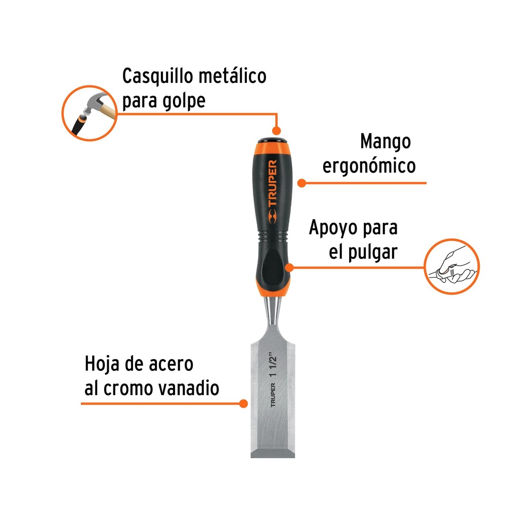 Formón 1-1/2' mango Comfort Grip, Truper