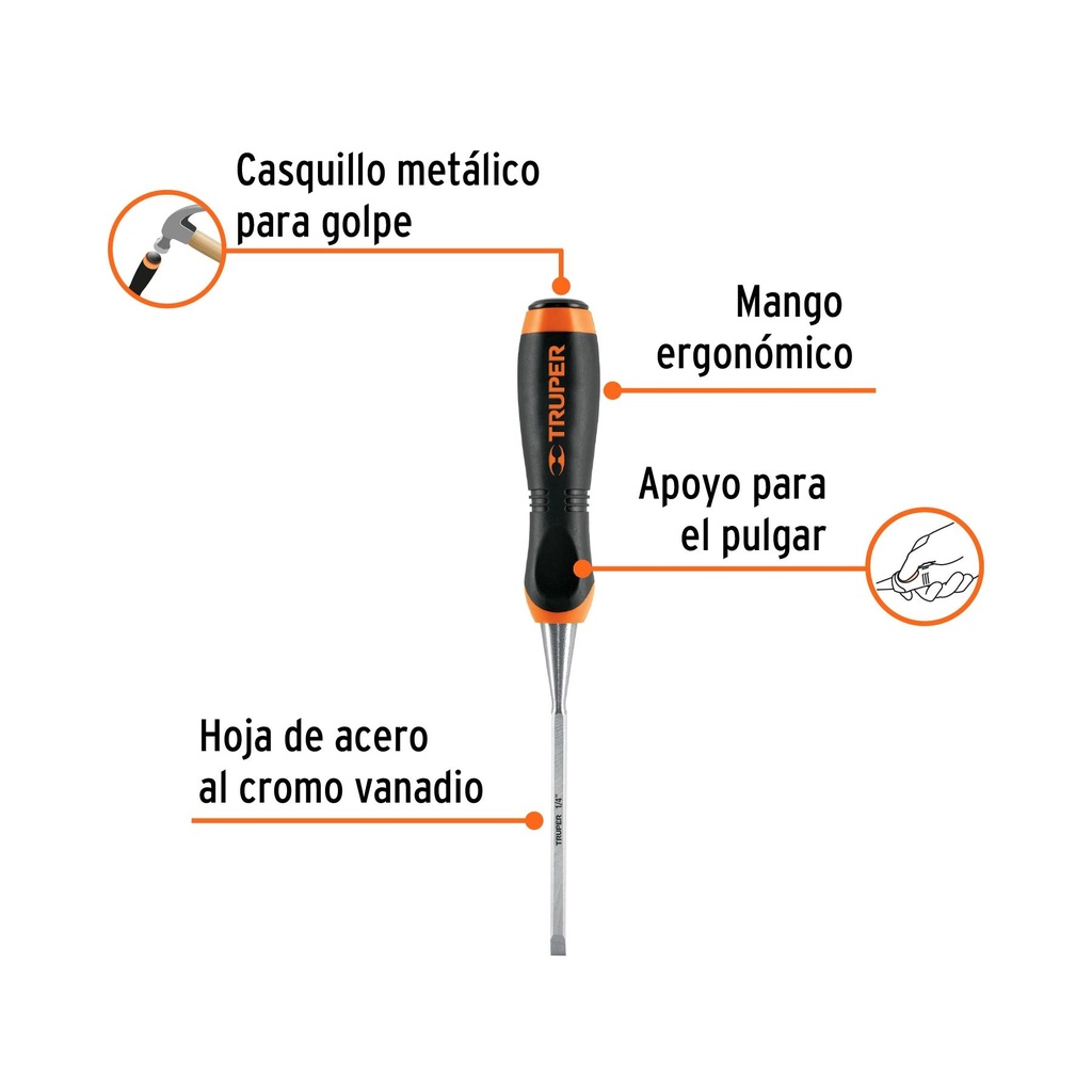 Formón 1/4' mango Comfort Grip, Truper