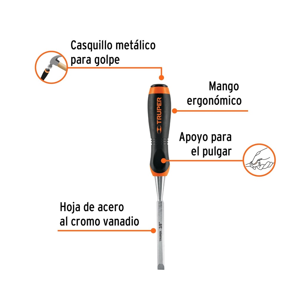 Formón 3/8' mango Comfort Grip, Truper