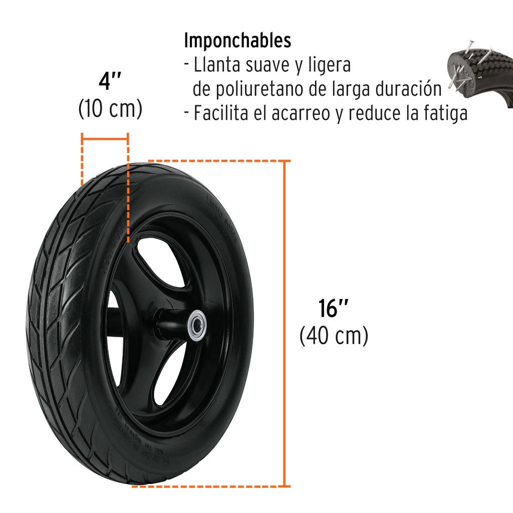 Carretilla 4.5 ft3 Imponchable, bastidor tubular, Truper