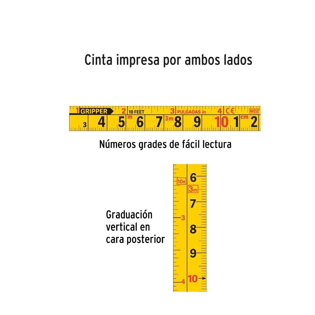 Flexómetro Gripper 5 m cinta 13 mm display box con 12 piezas