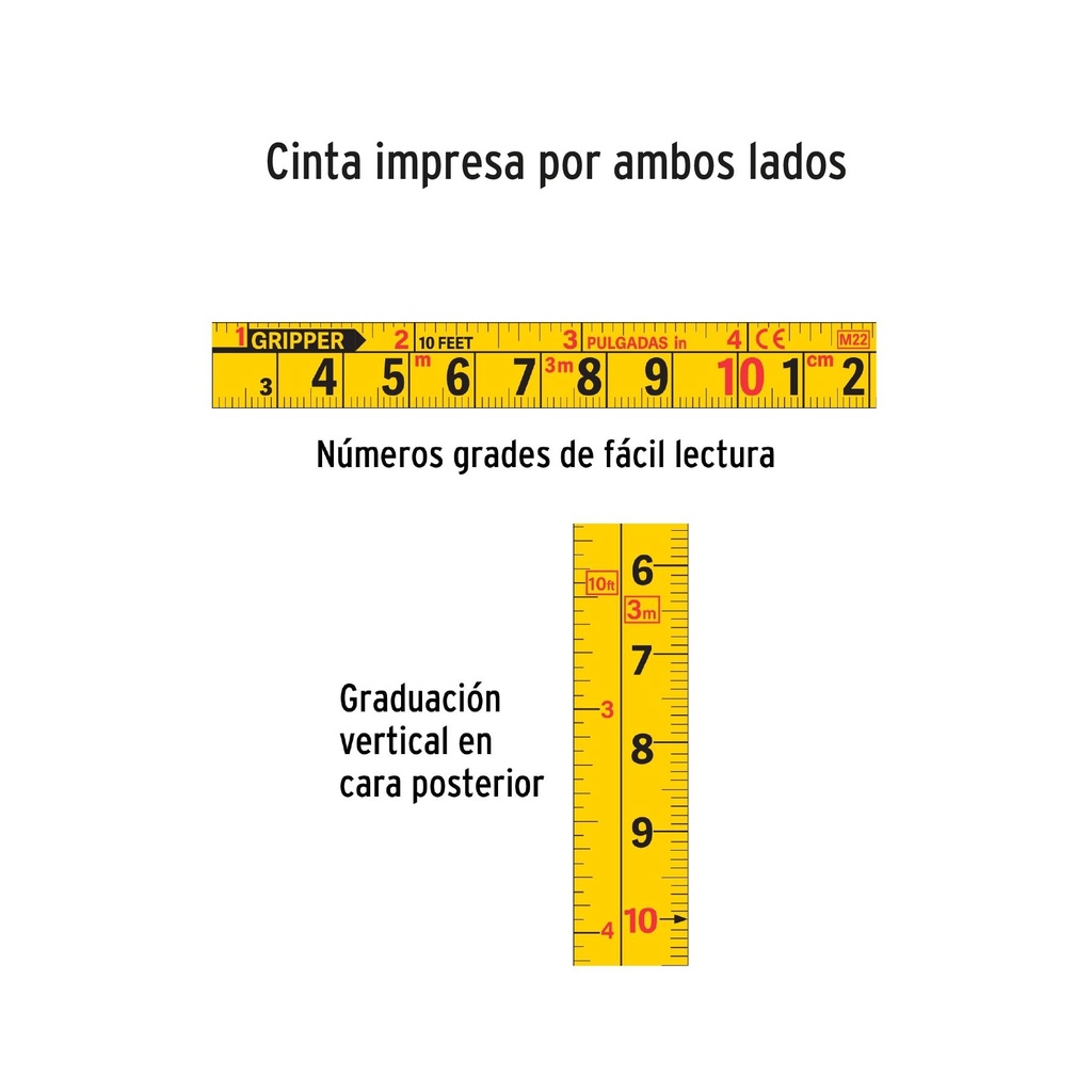 Flexómetro Gripper 8 m cinta 25 mm display box con 6 piezas