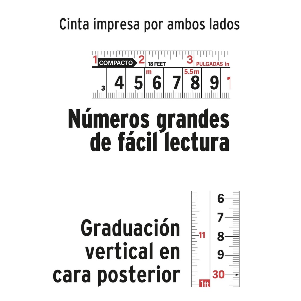 Flexómetro compacto 10 m con grip, cinta 25 mm, Truper