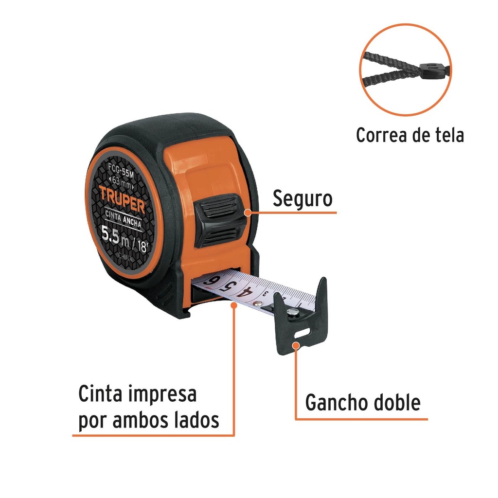 Flexómetro compacto contra impactos 5.5 m cinta 25 mm