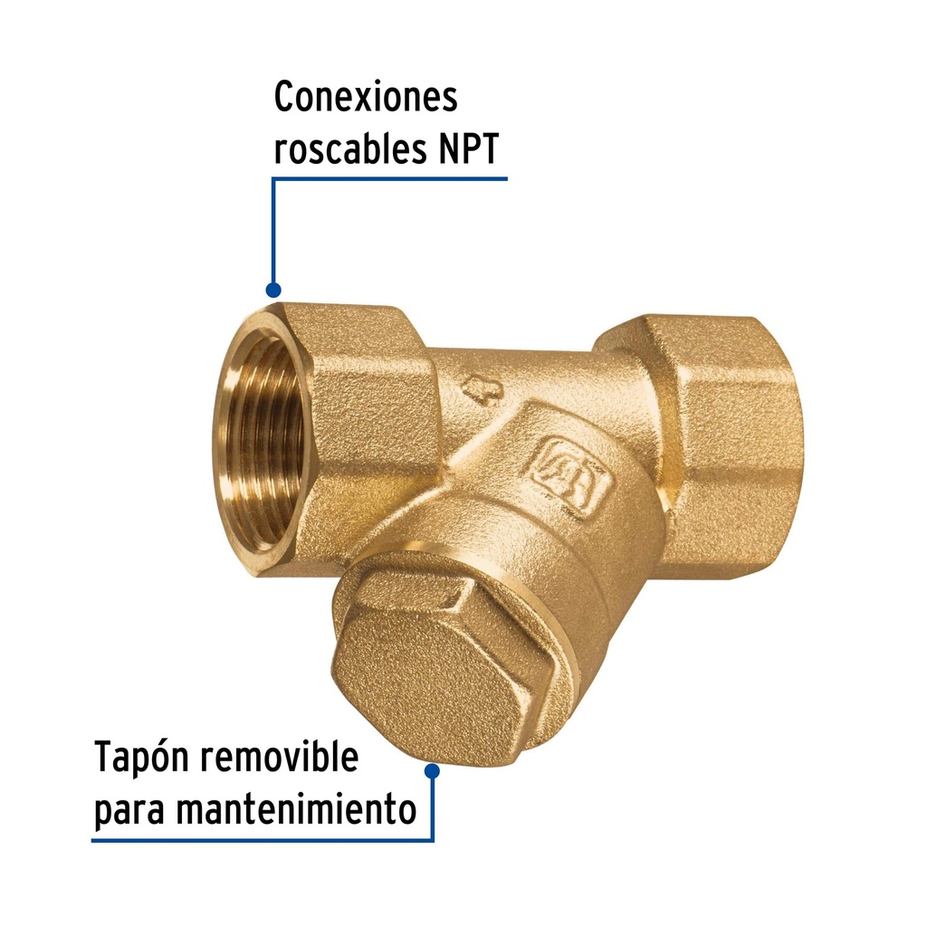 Filtro de latón en 'Y' de 3/4', Foset