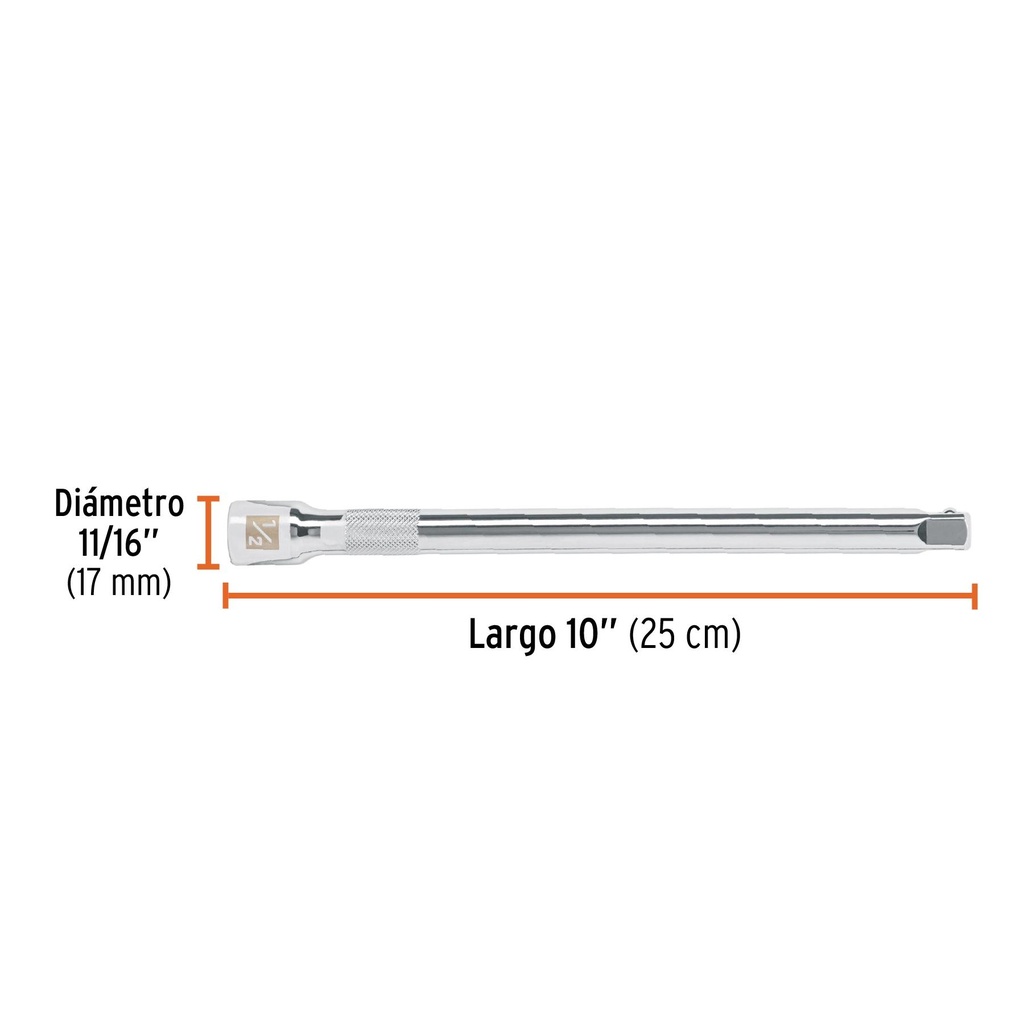 Extensión cuadro 1/2' para matraca, largo 10', Truper