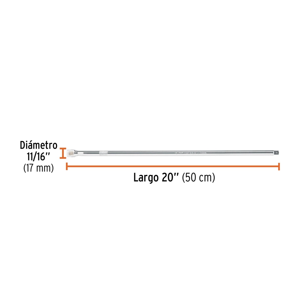 Extensión cuadro 1/2' para matraca, largo 20', Truper