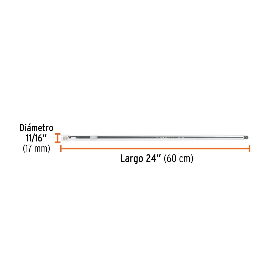 Extensión cuadro 1/2' para matraca, largo 24', Truper