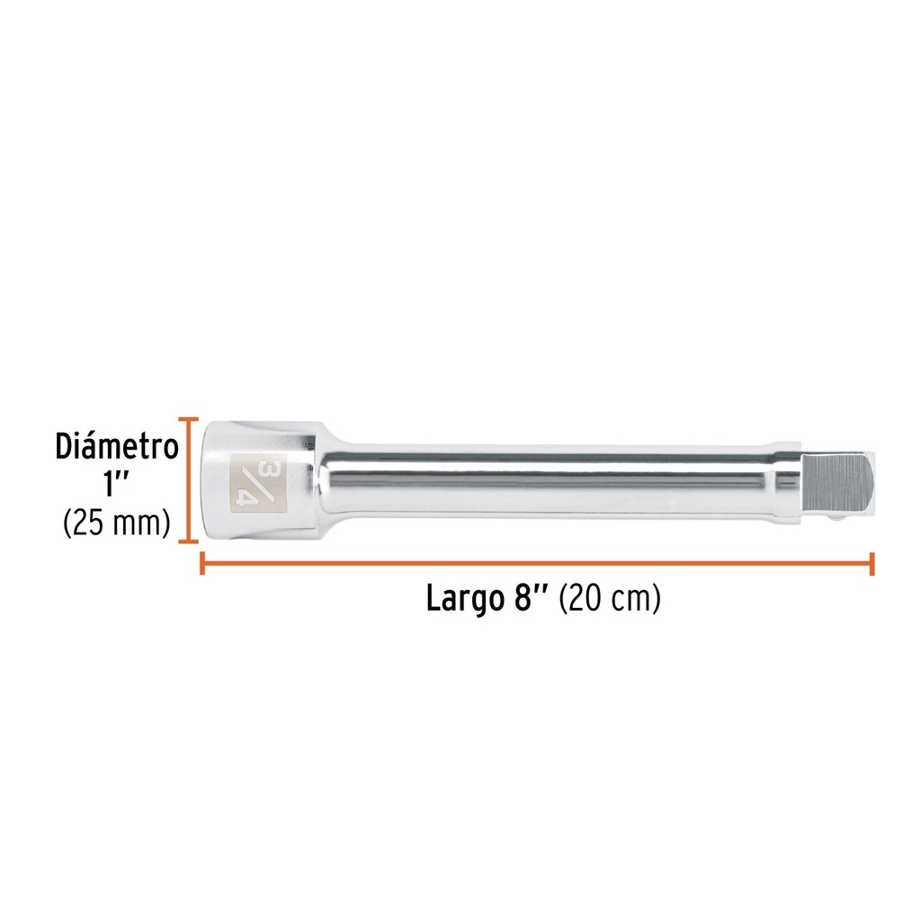 Extensión cuadro 3/4' para matraca, largo 8', Truper