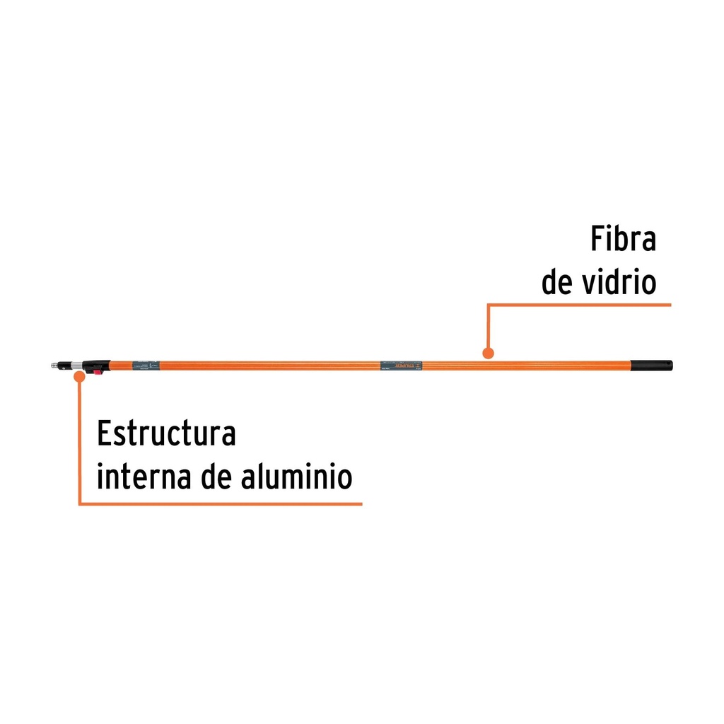 Extensión de 3.6 m de fibra de vidrio para rodillo, Truper