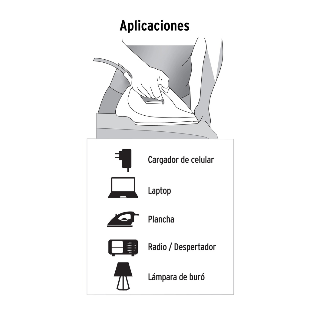 Extensión doméstica aterrizada 2 m blanca con clavija plana