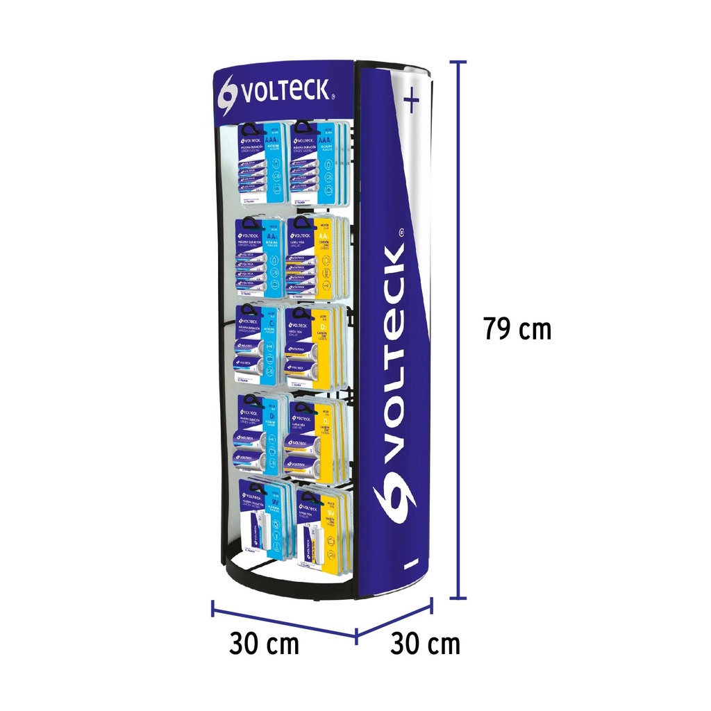 Exhibidor despachador de pilas Volteck 1