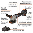 Esmeriladora angular inalámbrica 4-1/2', 20V, sin carbones