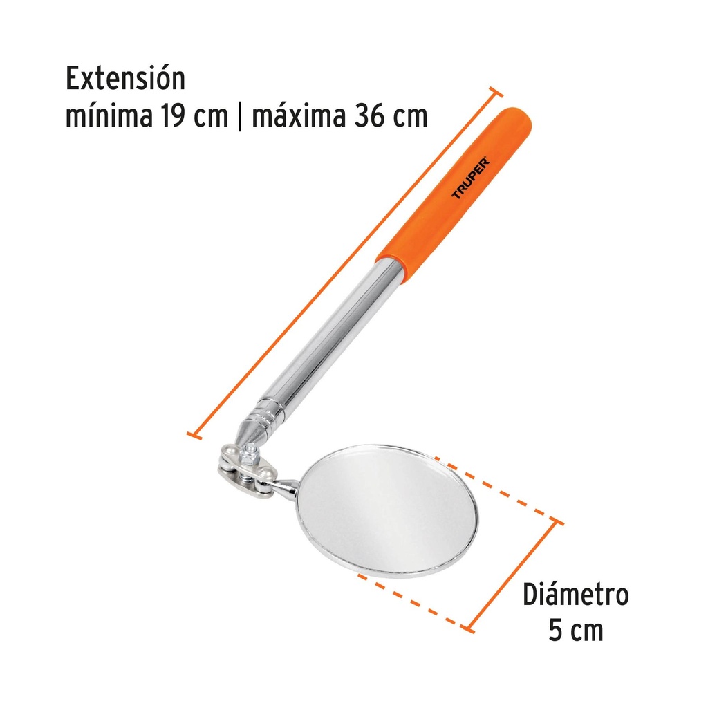 Espejo circular telescópico de inspección, 5 cm, Truper