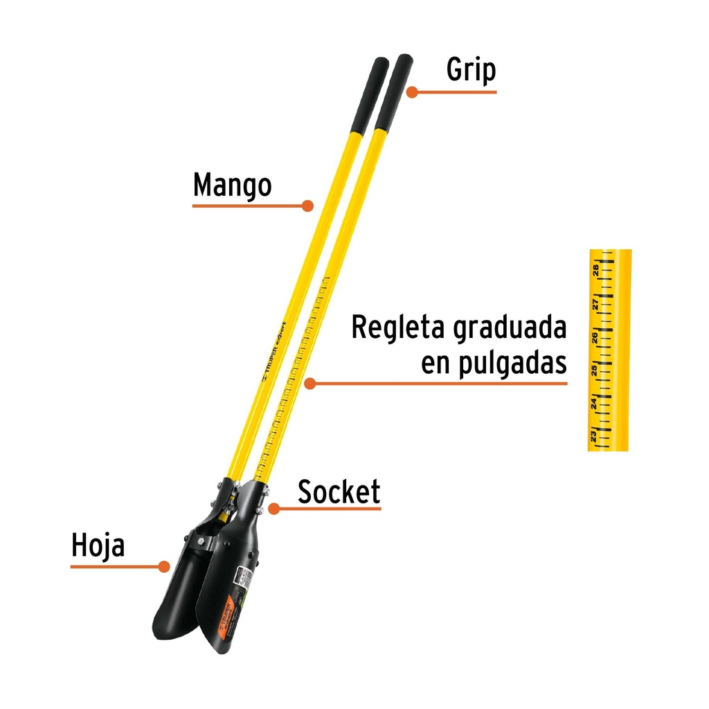 Cavador mangos de fibra de vidrio 48', Truper Expert