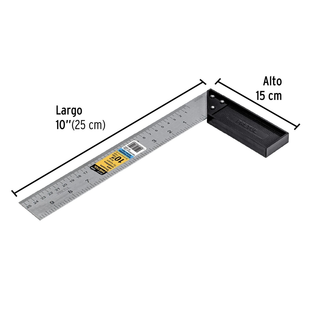 Escuadra 10' para carpintero, Pretul