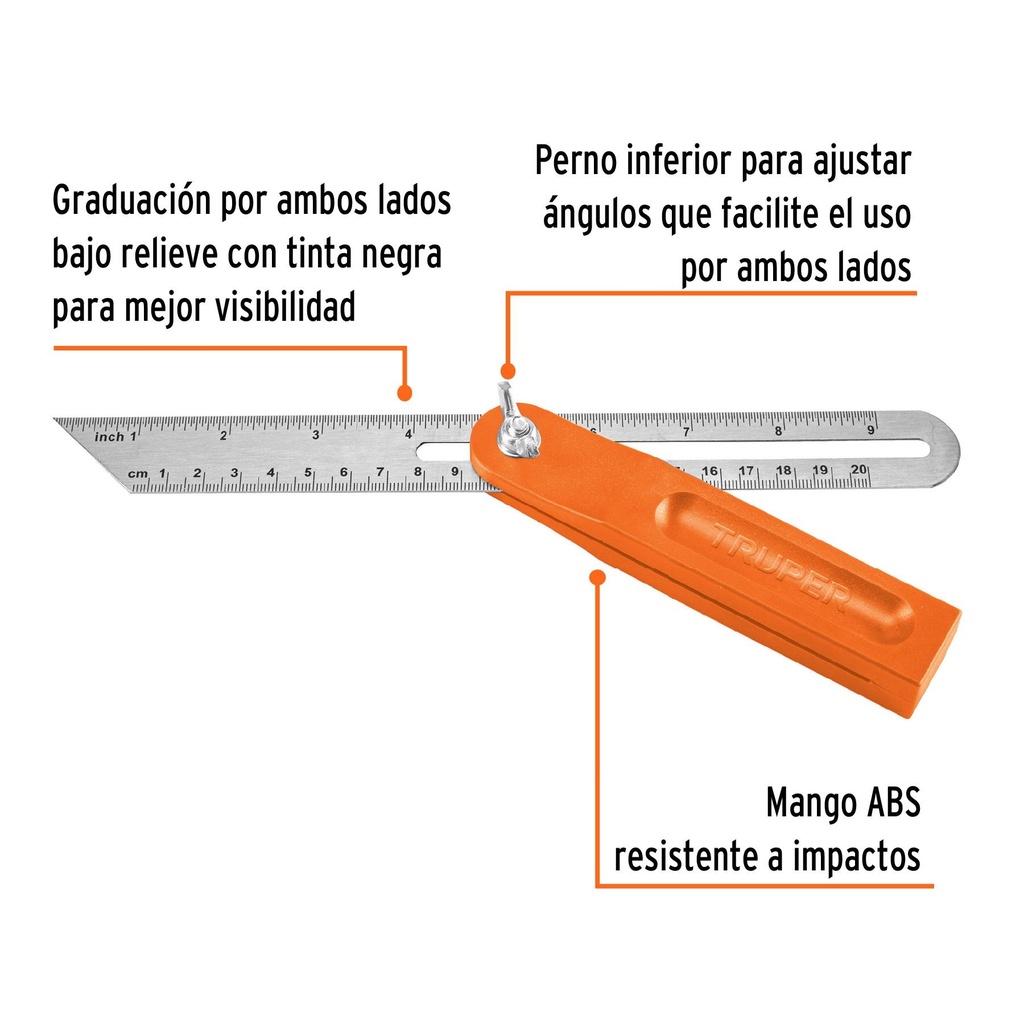 Escuadra falsa d/acero inoxidable 19cm / 6' con mango de ABS