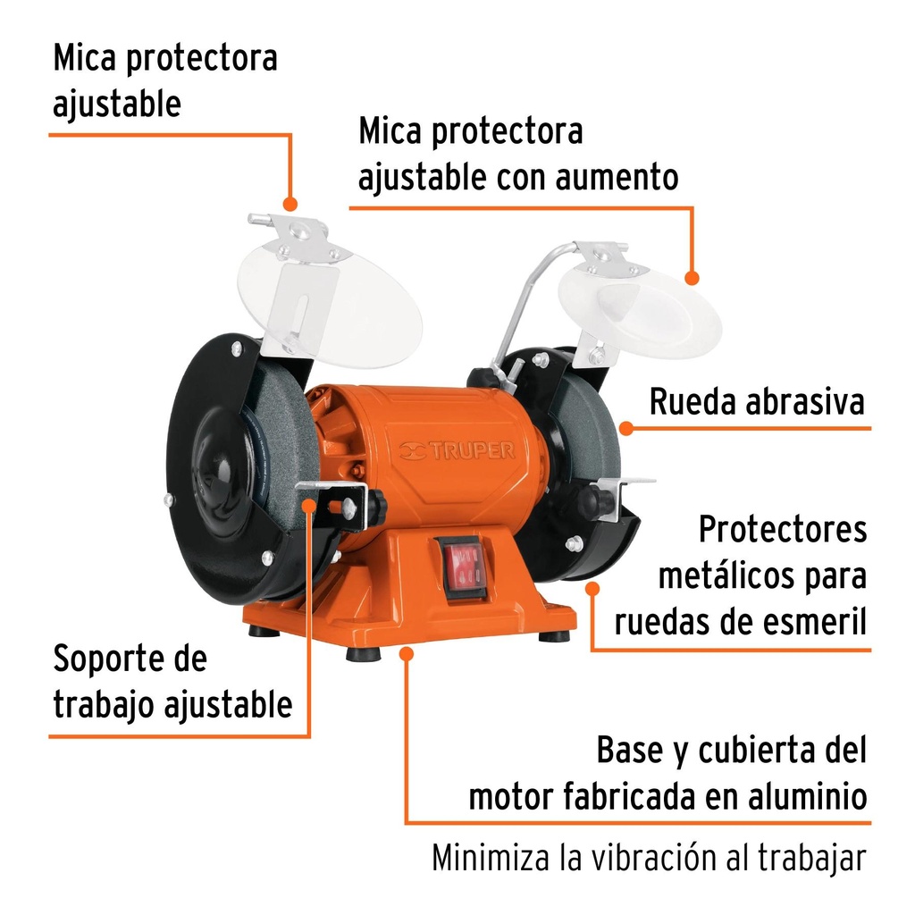 Esmeril de banco de 6' de 1/2 HP, Truper