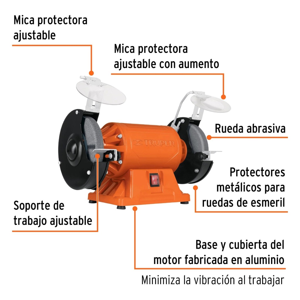 Esmeril de banco de 8' de 3/4 HP, Truper