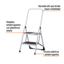 Escalera tubular, plegable, 2 peldaños con barandal, Pretul