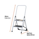 Escalera tubular, plegable, 2 peldaños con barandal, Pretul