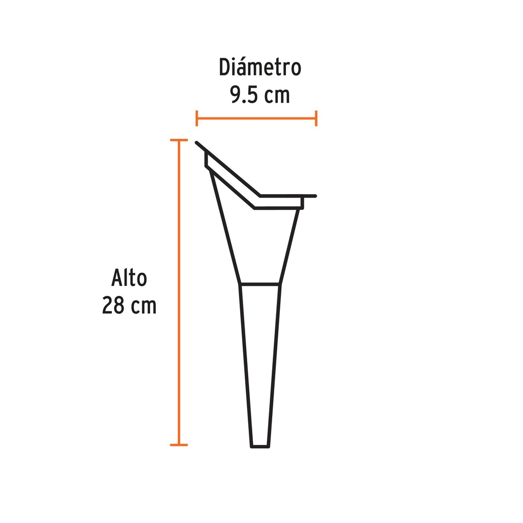 Embudo plástico 250 ml, cuello rígido, Truper