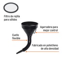 Embudo plástico 500 ml, cuello flexible con filtro, Truper