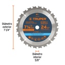 Disco sierra 7- 1/4' para madera, 24 dientes centro 5/8'