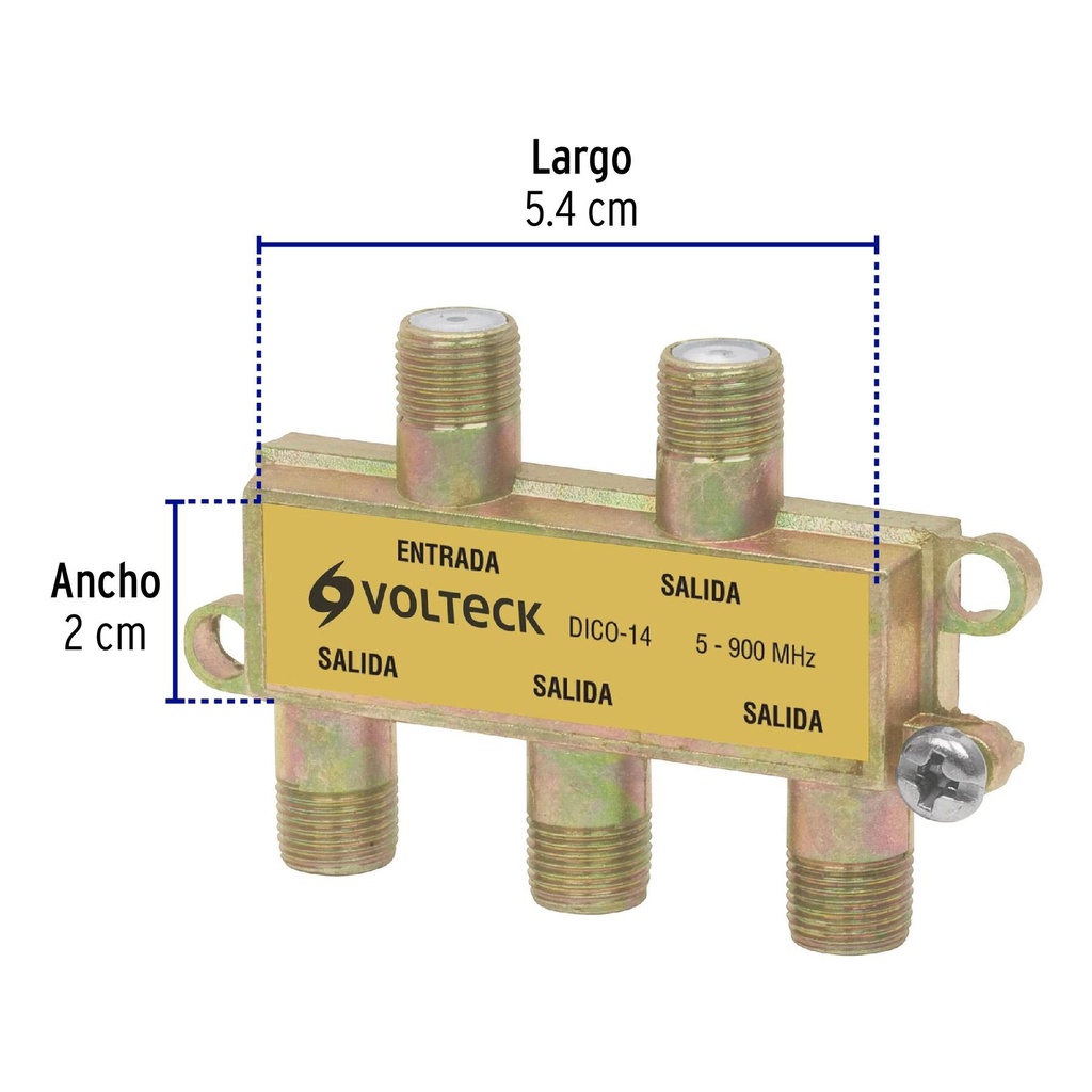 Divisor coaxial de 1 entrada y 4 salidas, Volteck