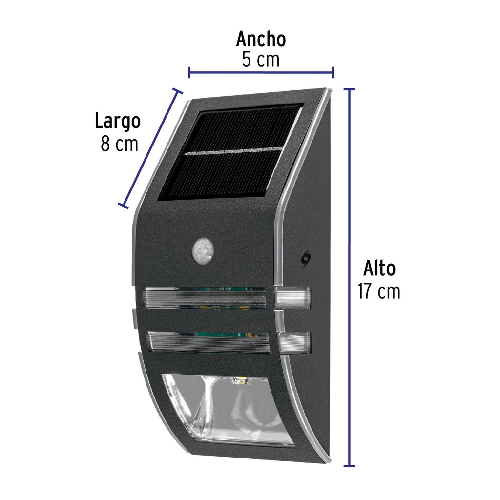 Arbotante solar LED con sensor de luz y movimiento, Volteck