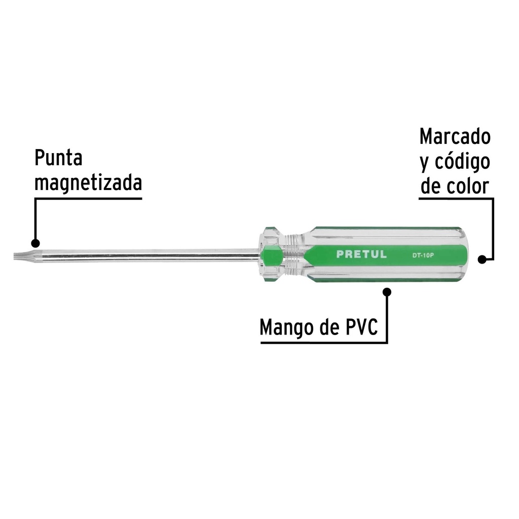 Desarmador punta Torx T 10 mango de PVC, Pretul