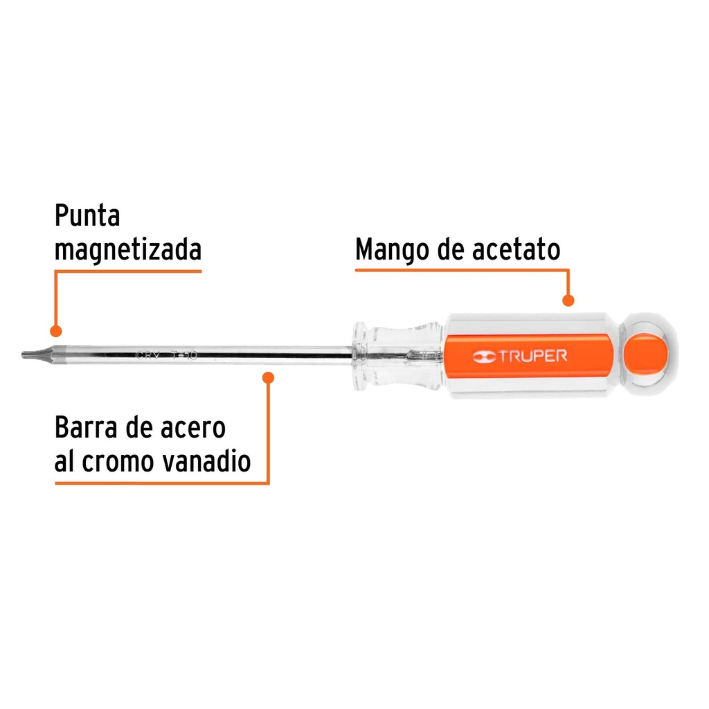 Desarmador punta Torx T 10 mango de acetato, Truper