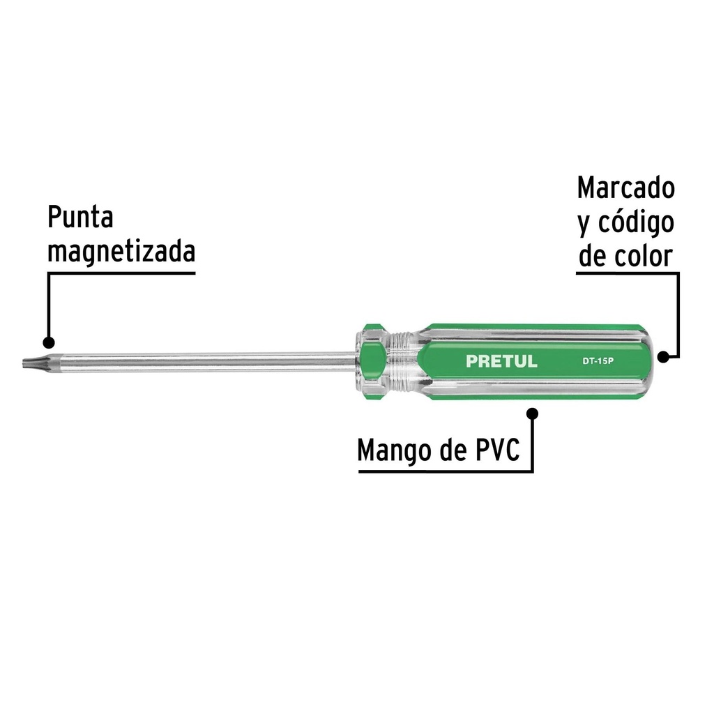 Desarmador punta Torx T 15 mango de PVC, Pretul