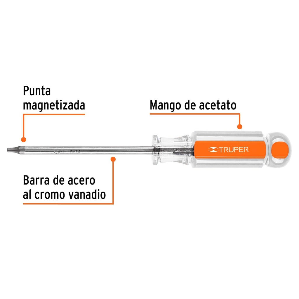 Desarmador punta Torx T 15 mango de acetato, Truper