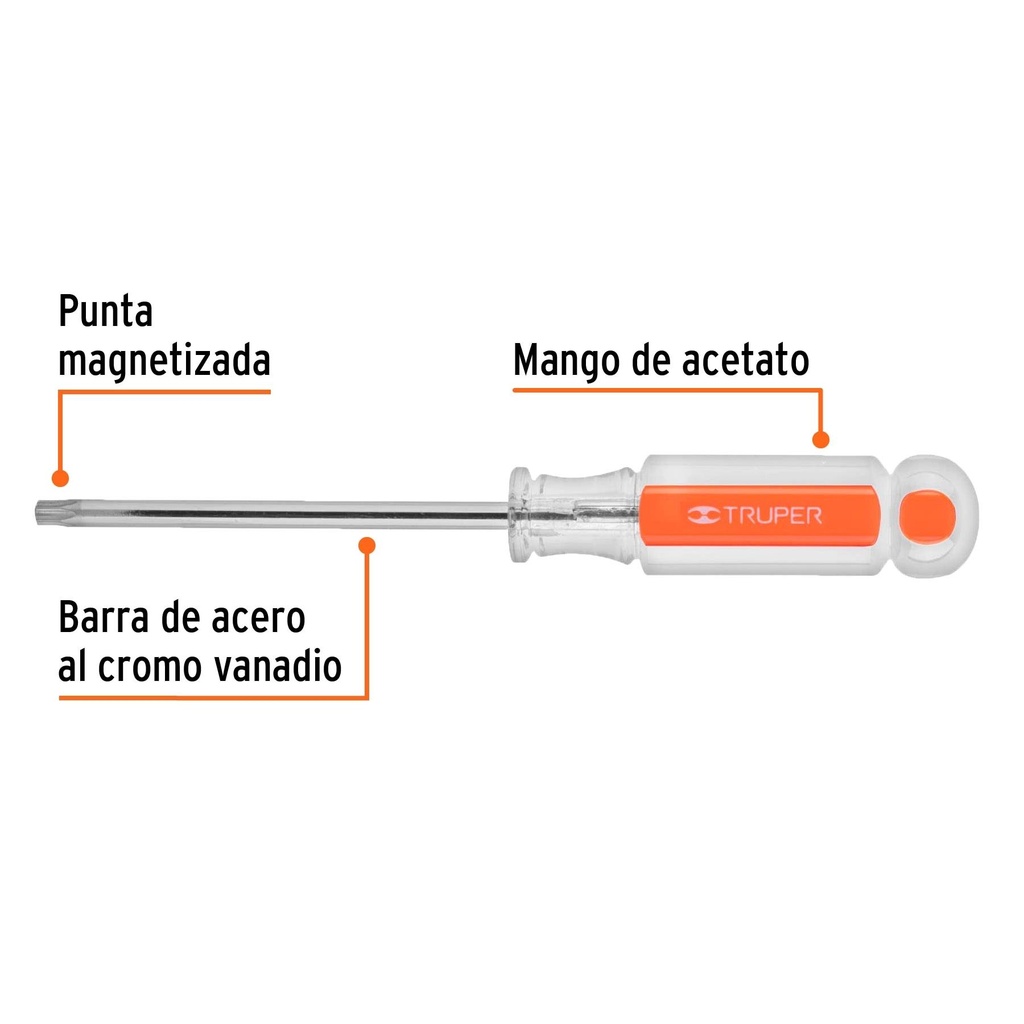 Desarmador punta Torx T 30 mango de acetato, Truper