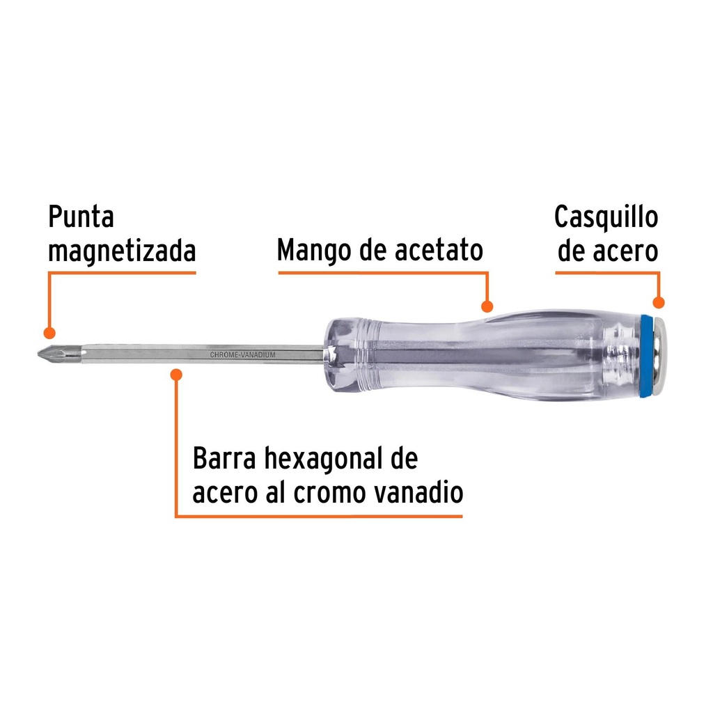 Desarmador de cruz de golpe 3/16' x 3', Truper Expert