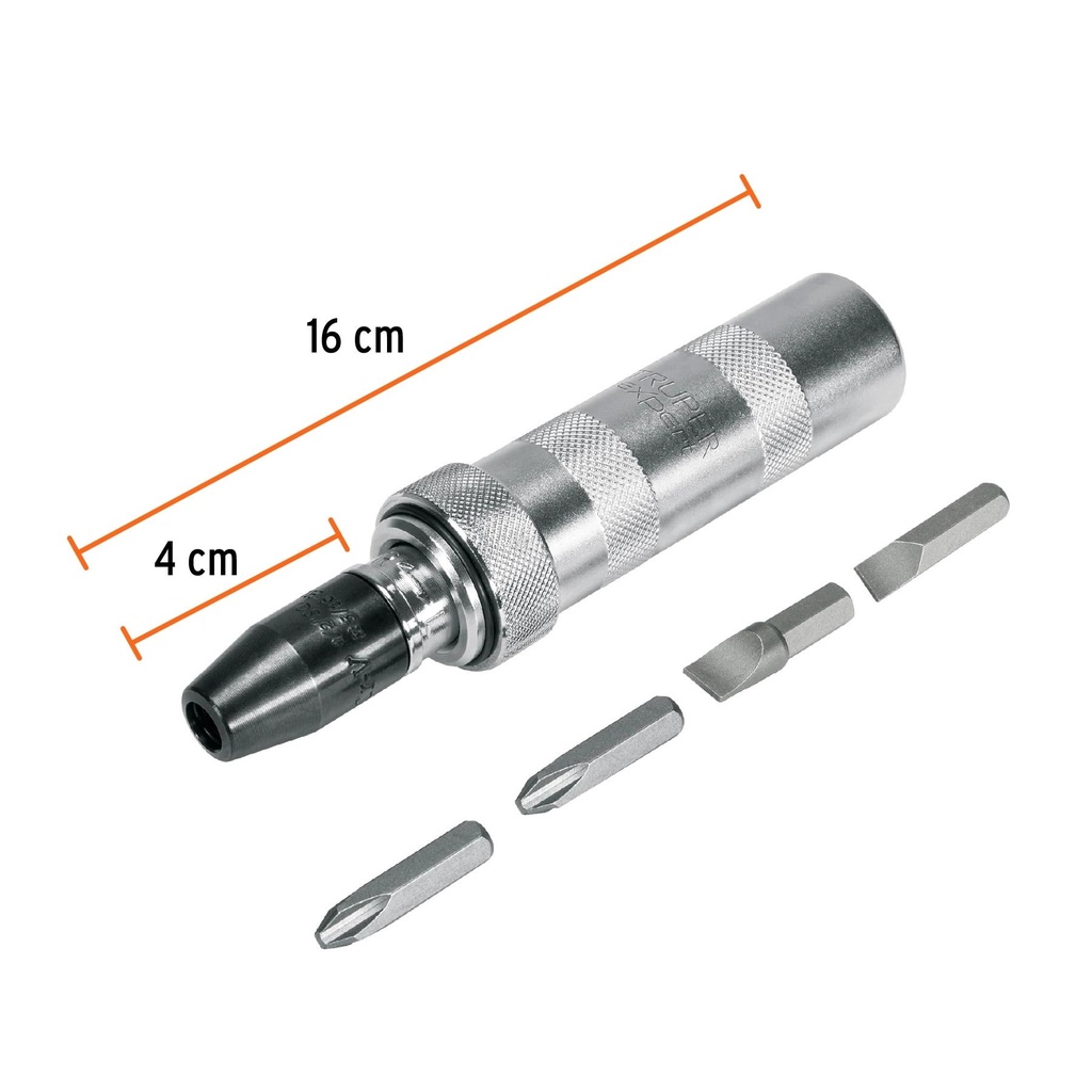 Desarmador de impacto con 4 puntas de acero S2 3/8', Expert