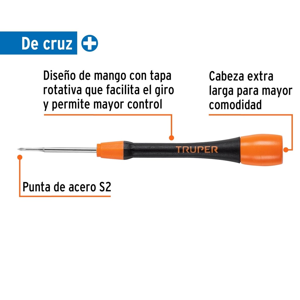 Desarmador de precisión de cruz PH000 mango ergonómico